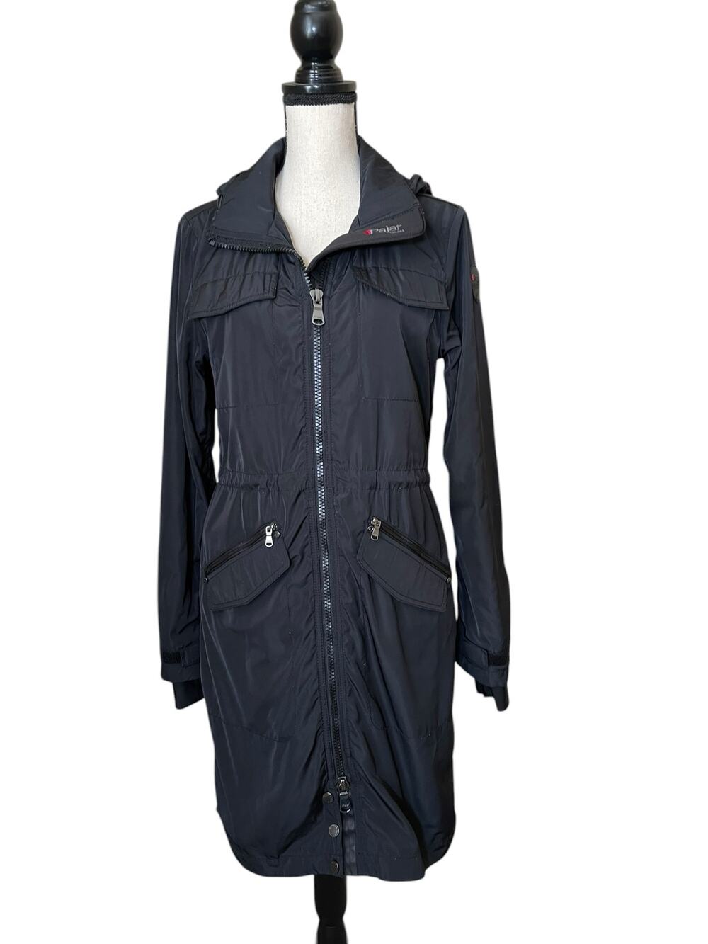 Pajar Canada Women's Black Packable Raincoat Size S Removable Hood Lightweight